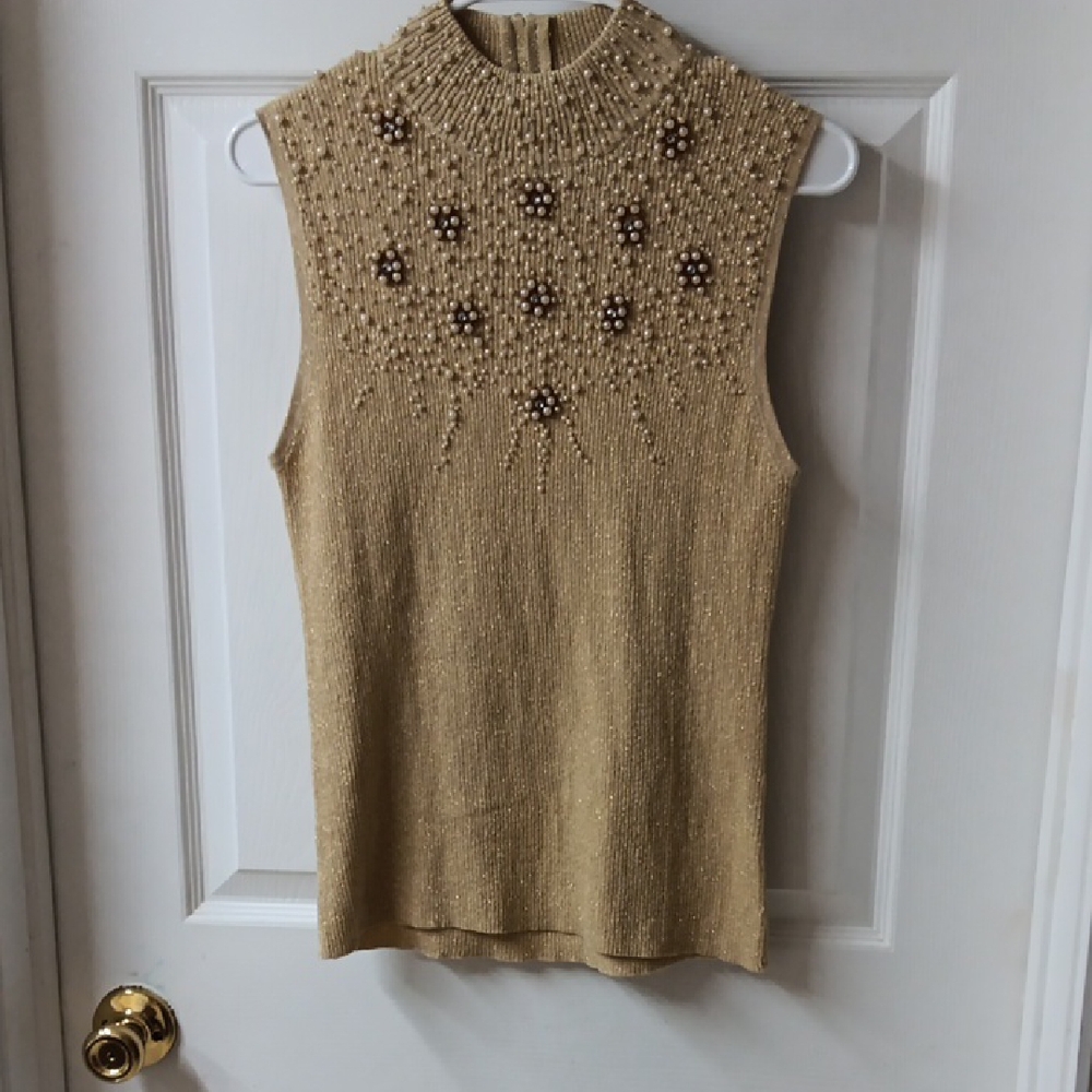 Lauren Michelle Gold Embellished Crop Top